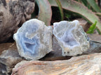 Polished On One Side Blue Lace Agate Geodes x 12 From Nsanje, Malawi - Toprock Gemstones and Minerals 