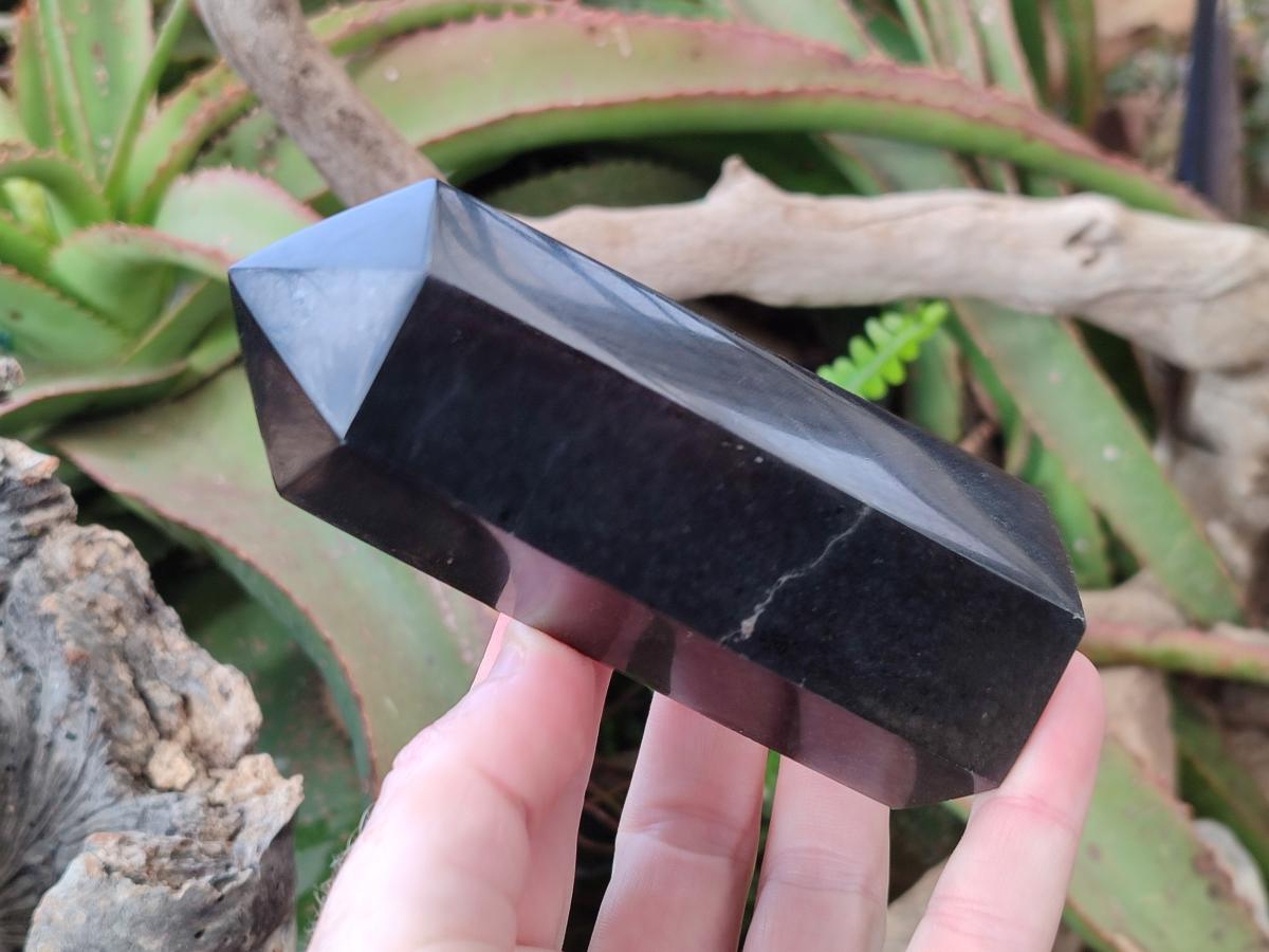 Polished Black Basalt Display Crystal Points x 6 From Madagascar - Toprock Gemstones and Minerals 