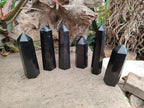 Polished Black Basalt Display Crystal Points x 6 From Madagascar - Toprock Gemstones and Minerals 