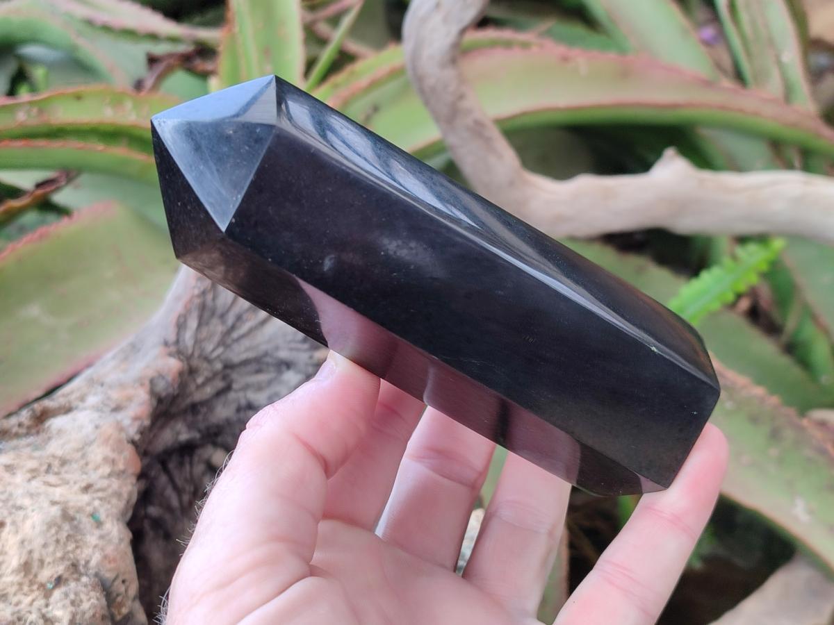 Polished Black Basalt Display Crystal Points x 6 From Madagascar - Toprock Gemstones and Minerals 