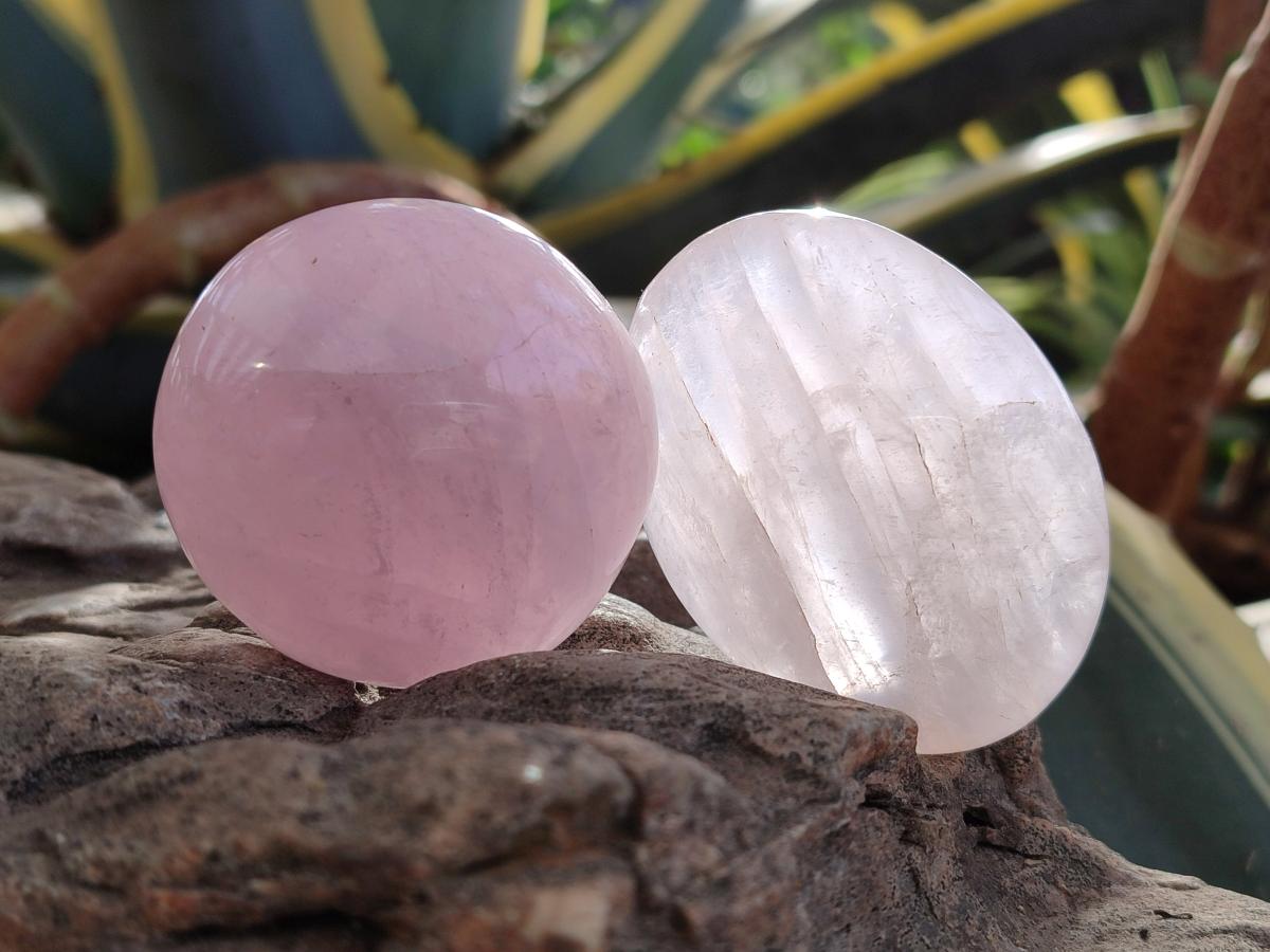 Polished Gemmy Rose Quartz Palm Stones x 24 From Madagascar - Toprock Gemstones and Minerals 