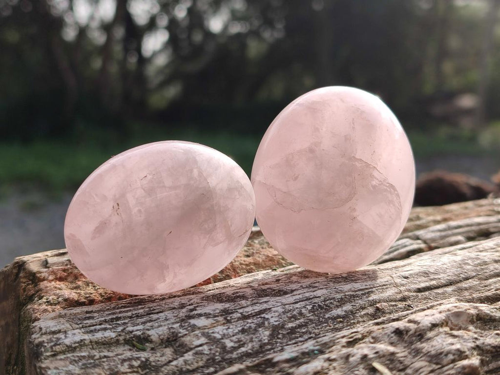 Polished Gemmy Rose Quartz Palm Stones x 24 From Madagascar - Toprock Gemstones and Minerals 
