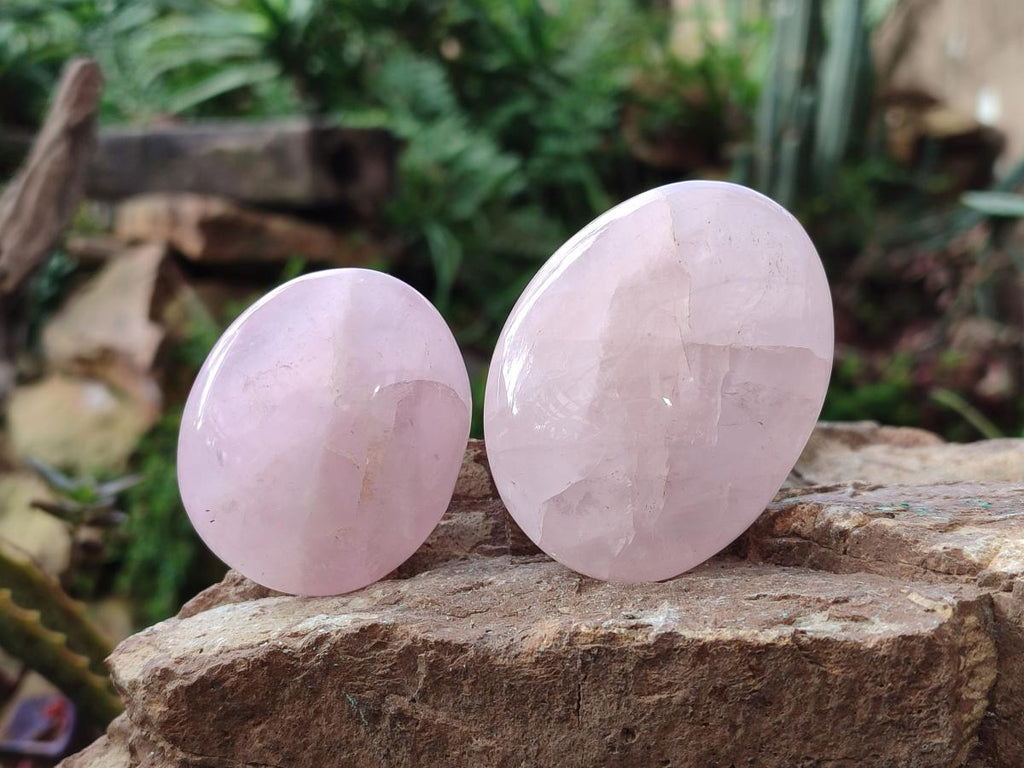 Polished Gemmy Rose Quartz Palm Stones x 24 From Madagascar - Toprock Gemstones and Minerals 