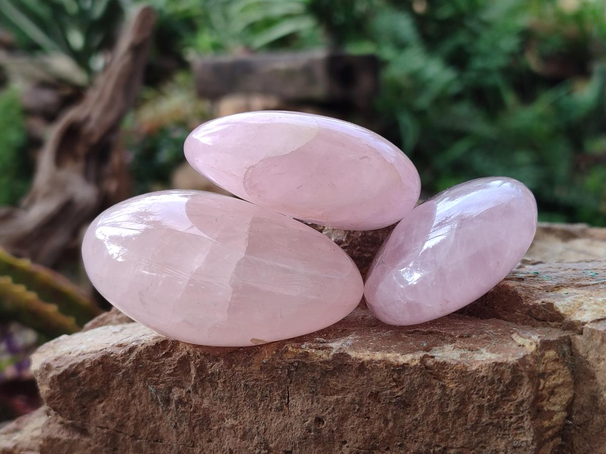 Polished Gemmy Rose Quartz Palm Stones x 24 From Madagascar - Toprock Gemstones and Minerals 