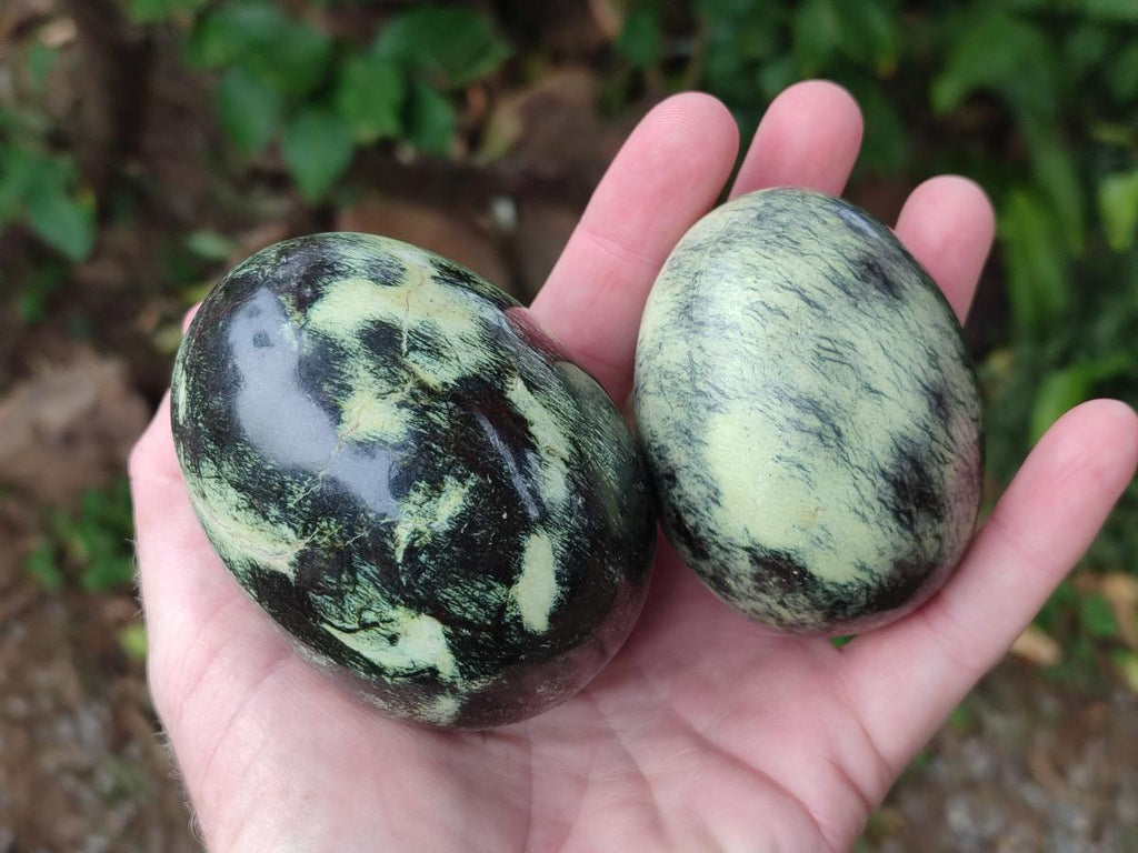Polished Leopard Stone Spheres and Galets x 4 From Zimbabwe - Toprock Gemstones and Minerals 