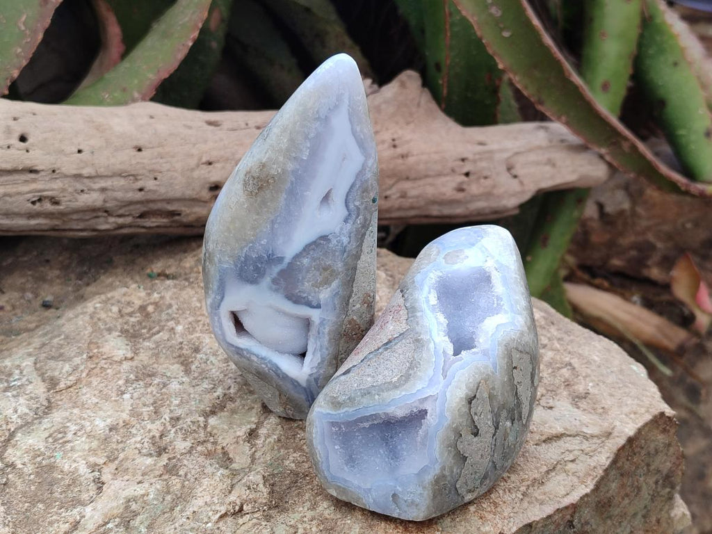 Polished Blue Lace Agate Standing Display Pieces x 4 From Nsanje, Malawi - Toprock Gemstones and Minerals 