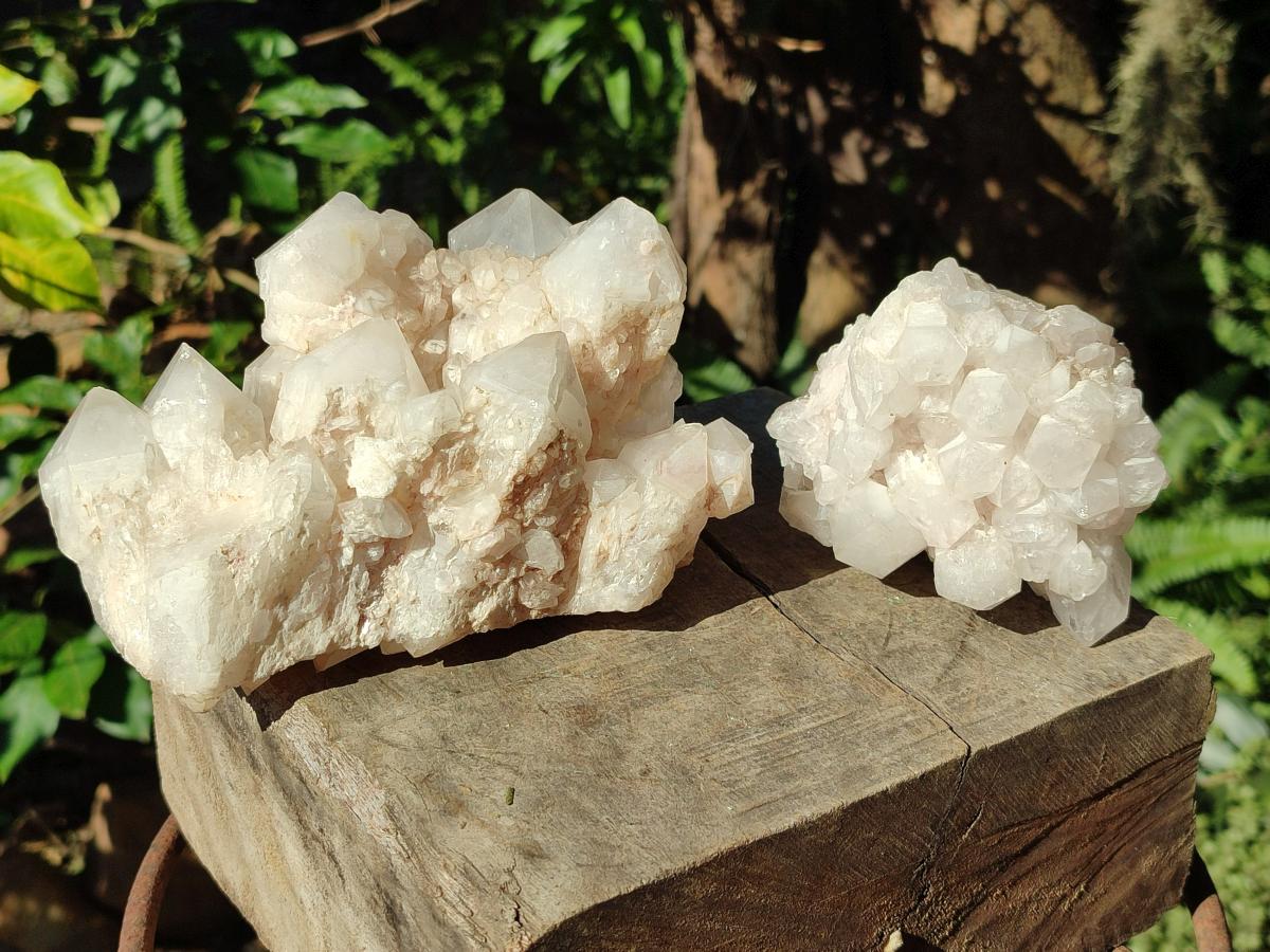 Natural Cascading "Anananas" Candle Quartz Clusters x 2 From Antsirabe, Madagascar - Toprock Gemstones and Minerals 