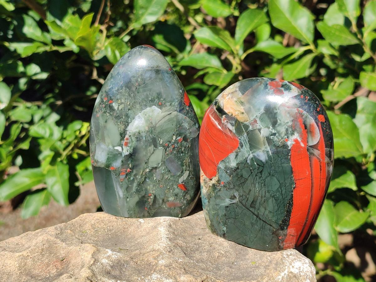 Polished Bloodstone Standing Display Pieces x 2 From Swaziland - Toprock Gemstones and Minerals 