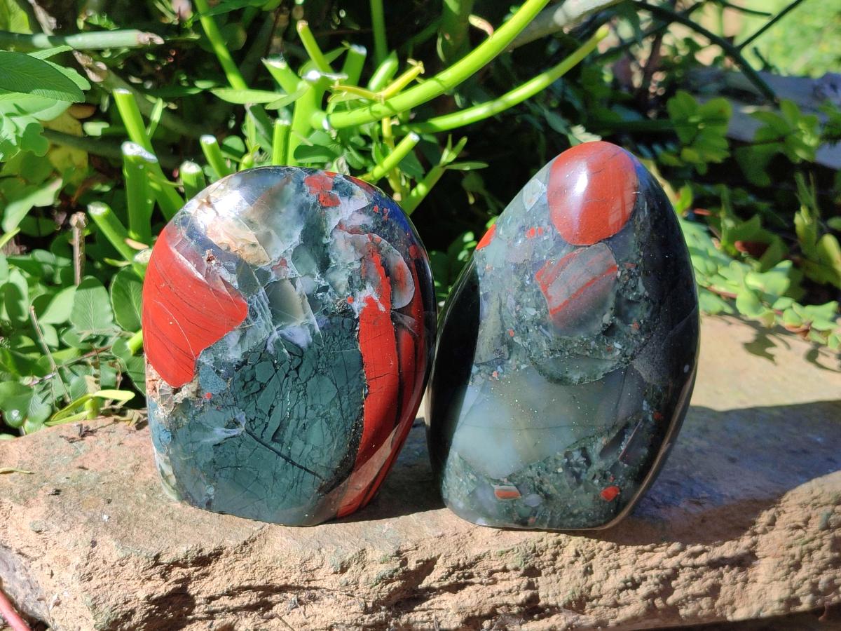 Polished Bloodstone Standing Display Pieces x 2 From Swaziland - Toprock Gemstones and Minerals 