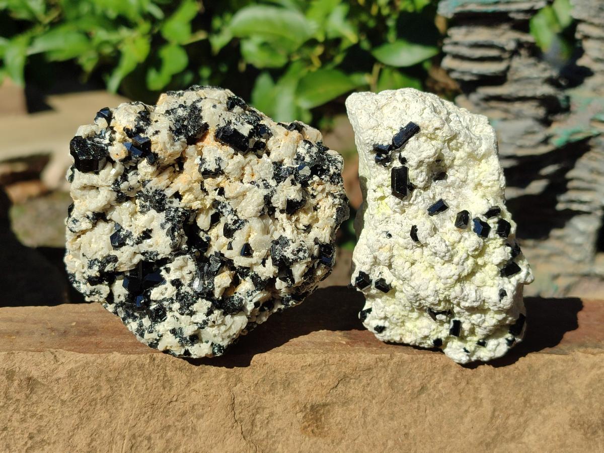 Natural Schorl Black Tourmaline with Feldspar Specimens x 3 From Erongo, Namibia - Toprock Gemstones and Minerals 