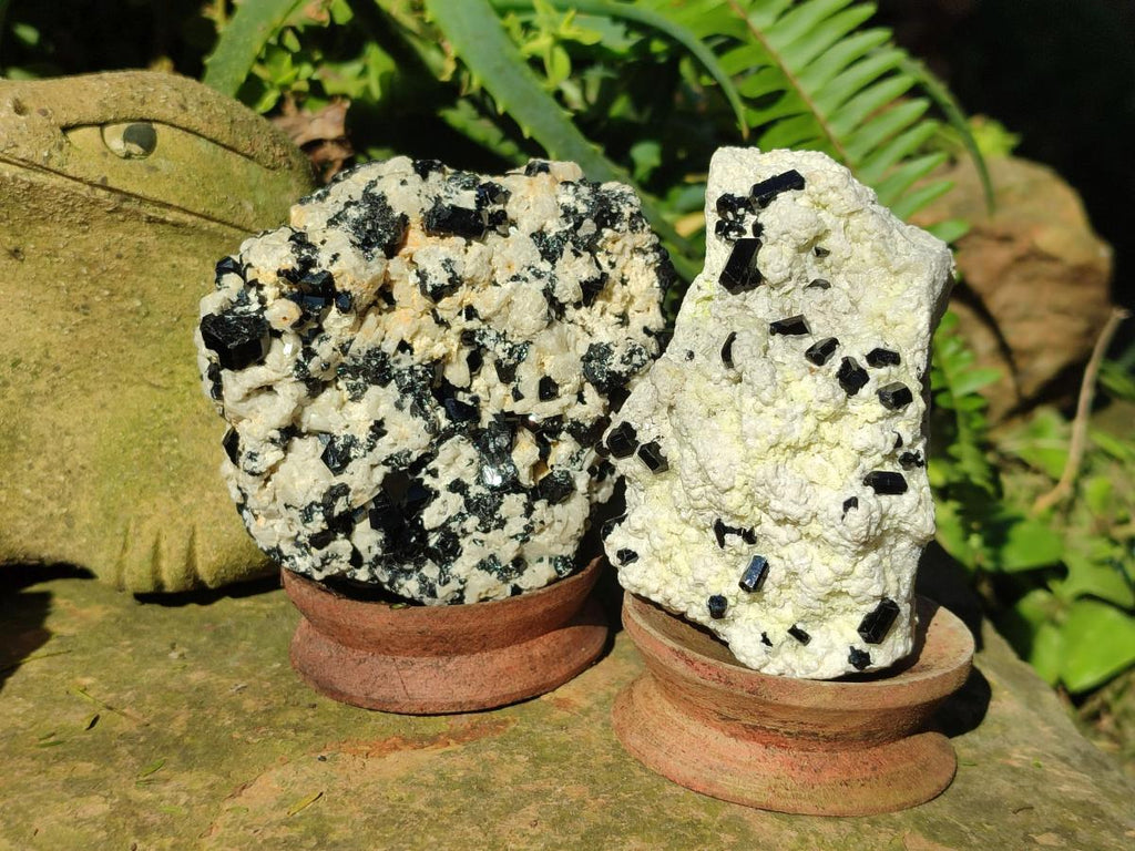 Natural Schorl Black Tourmaline with Feldspar Specimens x 3 From Erongo, Namibia - Toprock Gemstones and Minerals 