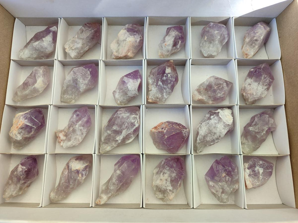 Natural Jacaranda Amethyst Single Crystals x 24 From Mumbwa, Zambia - Toprock Gemstones and Minerals 