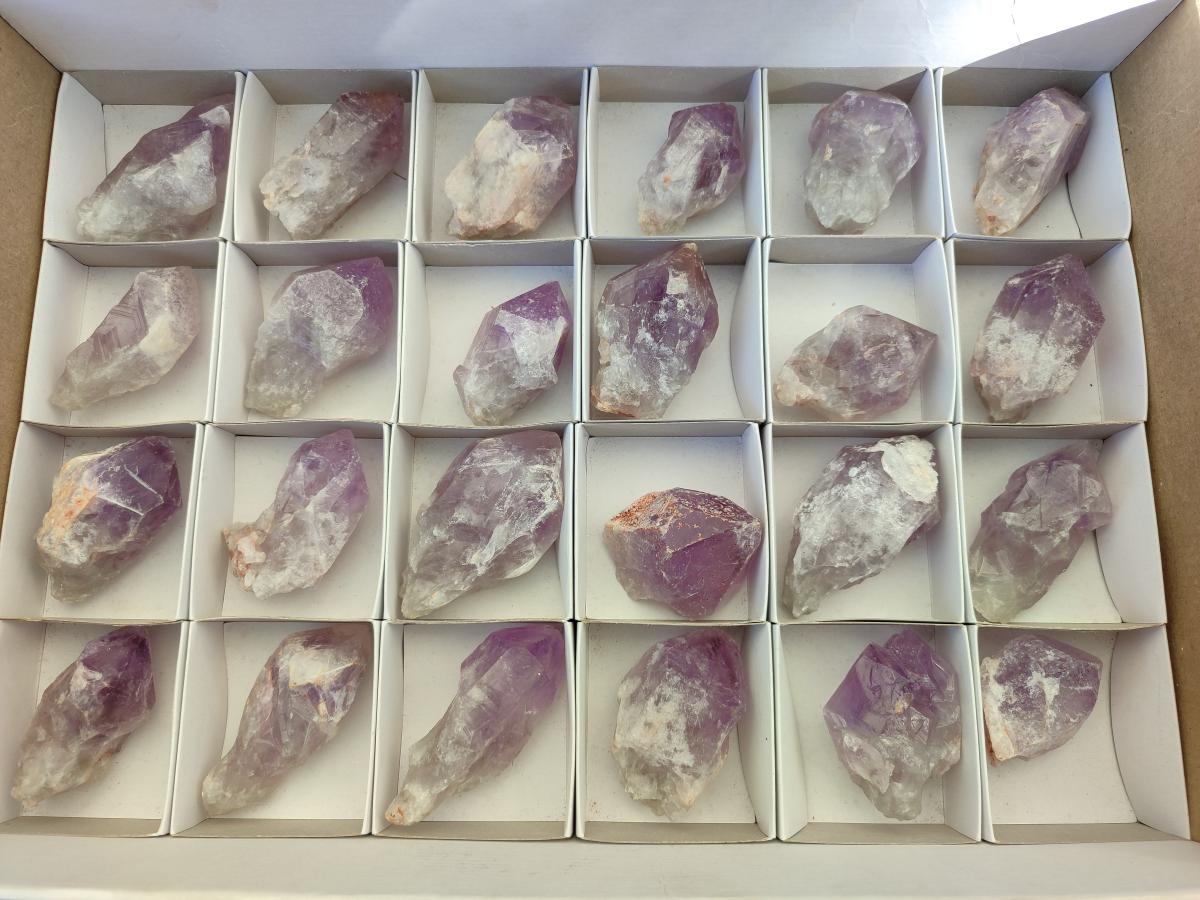 Natural Jacaranda Amethyst Single Crystals x 24 From Mumbwa, Zambia - Toprock Gemstones and Minerals 