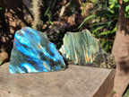 Polished One Side Labradorite Slices x 6 From Madagascar - Toprock Gemstones and Minerals 