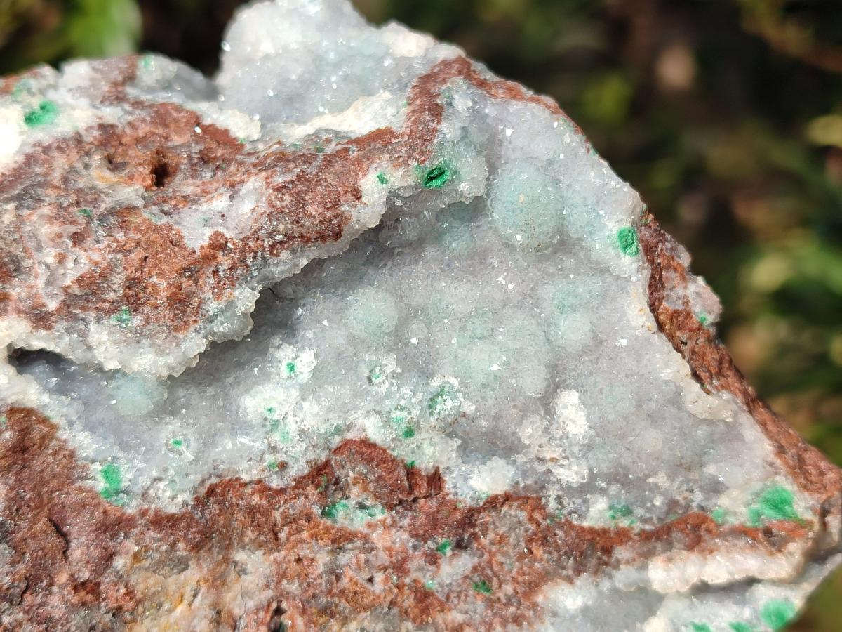Natural Large Drusy Coated Botryoidal Quartz on Copper Dolomite with Malachite Specimen x 1 From Mindingi Mine, Congo - Toprock Gemstones and Minerals 