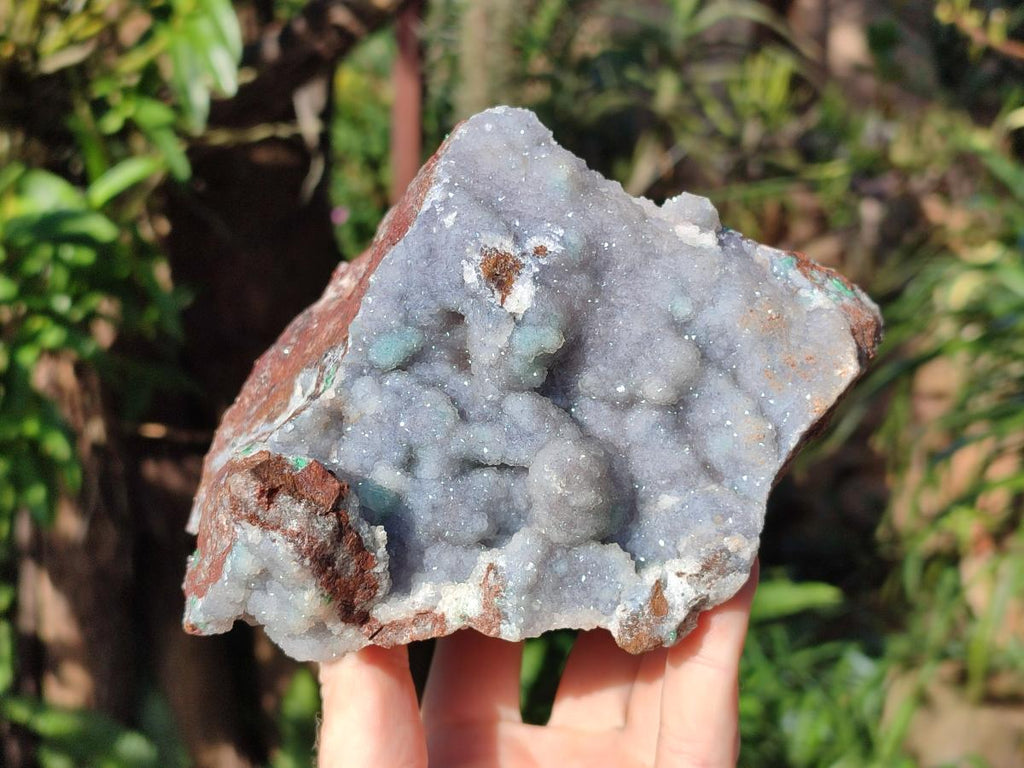 Natural Large Drusy Coated Botryoidal Quartz on Copper Dolomite with Malachite Specimen x 1 From Mindingi Mine, Congo - Toprock Gemstones and Minerals 