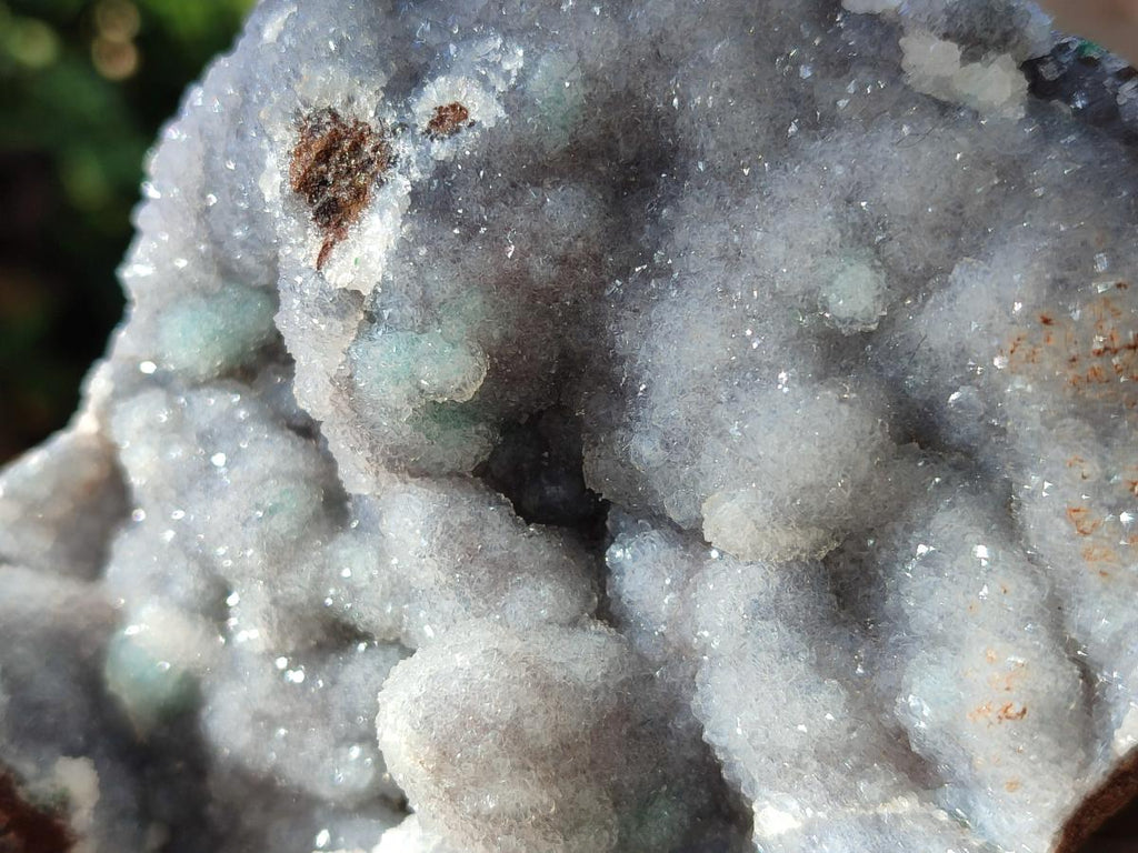 Natural Large Drusy Coated Botryoidal Quartz on Copper Dolomite with Malachite Specimen x 1 From Mindingi Mine, Congo - Toprock Gemstones and Minerals 