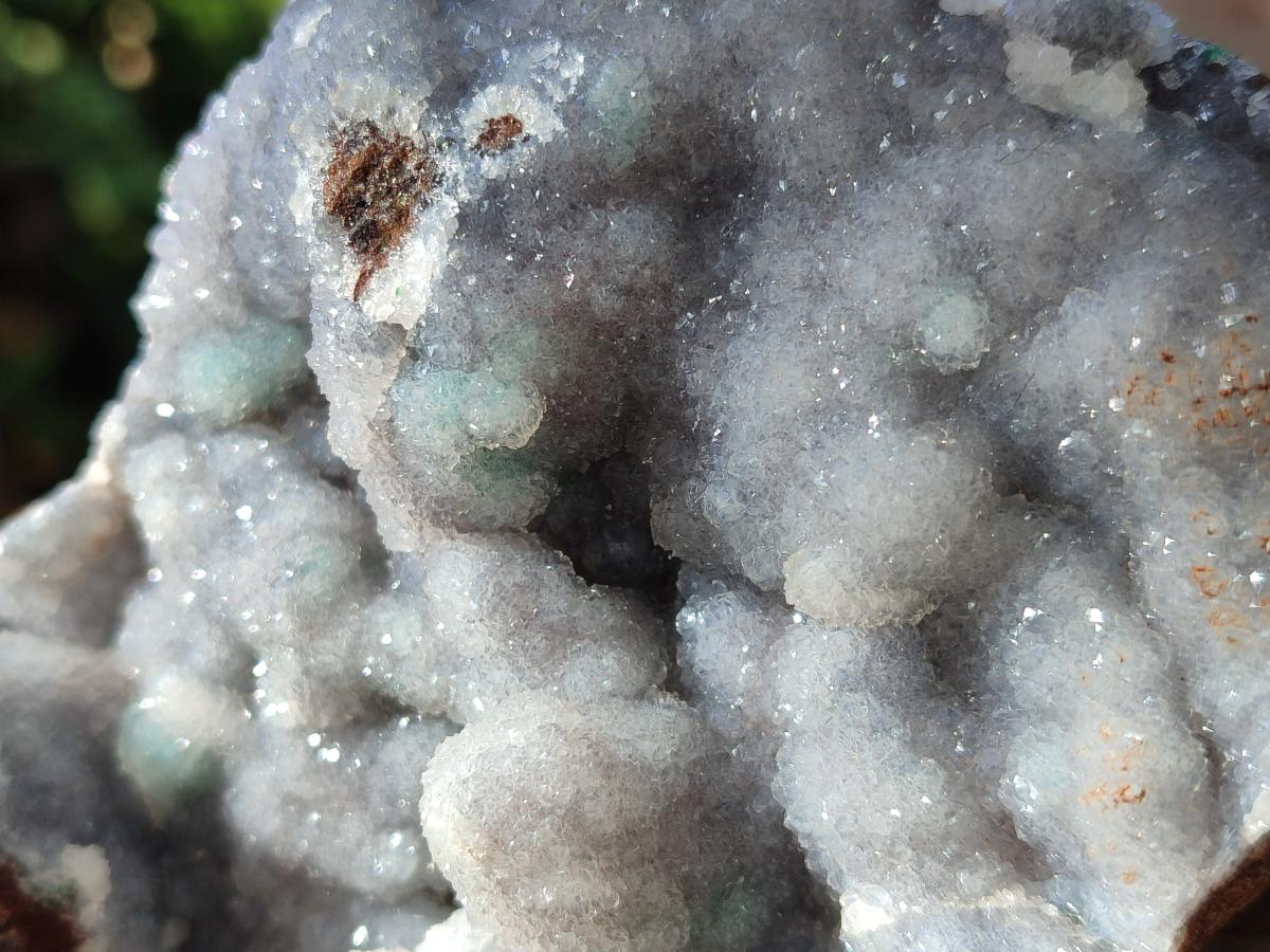 Natural Large Drusy Coated Botryoidal Quartz on Copper Dolomite with Malachite Specimen x 1 From Mindingi Mine, Congo - Toprock Gemstones and Minerals 