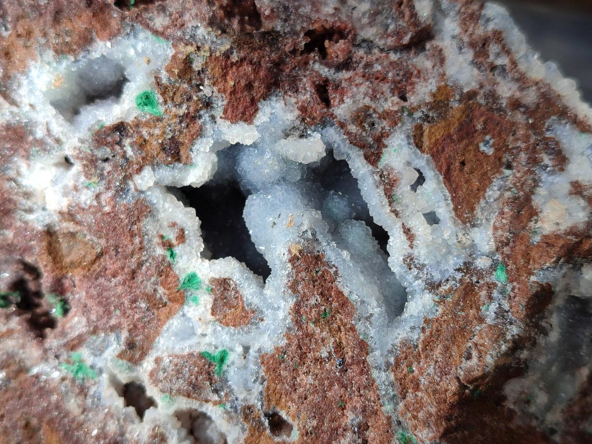 Natural Large Drusy Coated Botryoidal Quartz on Copper Dolomite with Malachite Specimen x 1 From Mindingi Mine, Congo - Toprock Gemstones and Minerals 