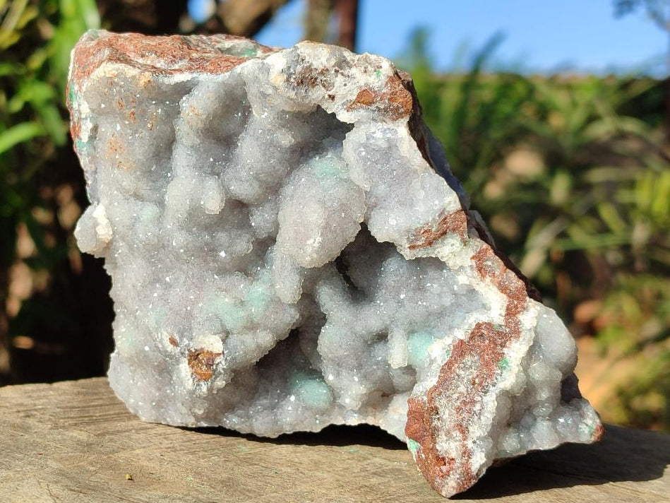 Natural Large Drusy Coated Botryoidal Quartz on Copper Dolomite with Malachite Specimen x 1 From Mindingi Mine, Congo - Toprock Gemstones and Minerals 