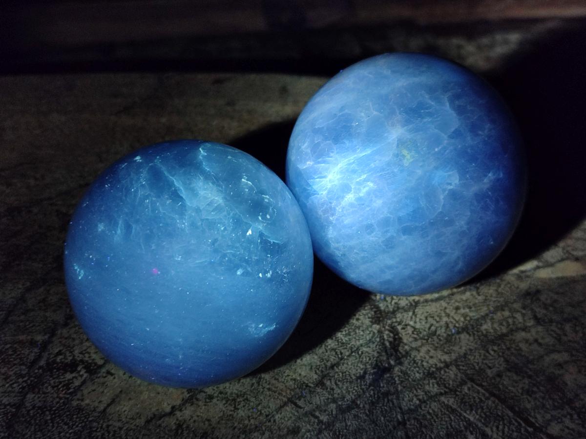Polished Blue Calcite Spheres x 6 From Madagascar - Toprock Gemstones and Minerals 