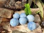 Polished Blue Calcite Spheres x 6 From Madagascar - Toprock Gemstones and Minerals 
