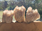 Natural Cascading White Phantom Semi-Smokey Luena Quartz Clusters x 3 From Luena, Congo - Toprock Gemstones and Minerals 