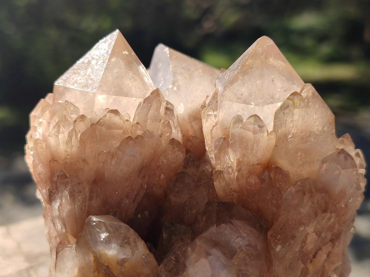 Natural Cascading White Phantom Semi-Smokey Luena Quartz Clusters x 3 From Luena, Congo - Toprock Gemstones and Minerals 