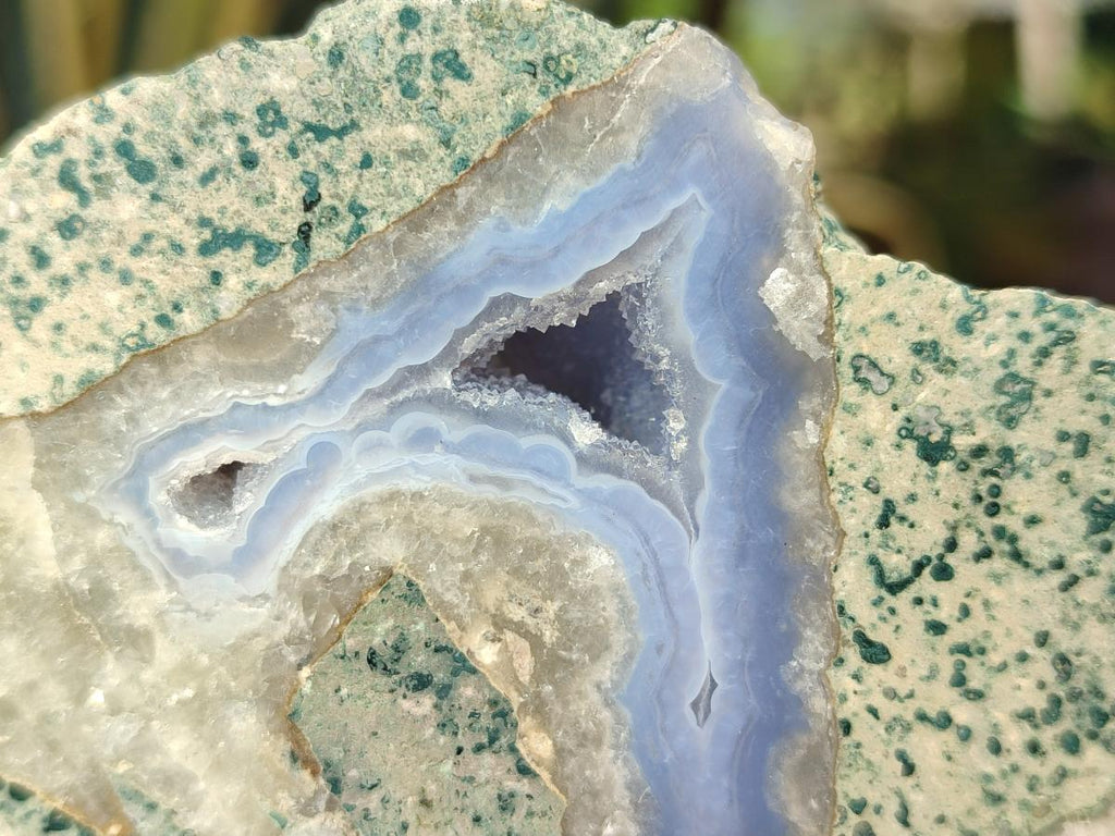 Polished On One Side Blue Lace Agate Geodes x 6 From Nsanje, Malawi - Toprock Gemstones and Minerals 