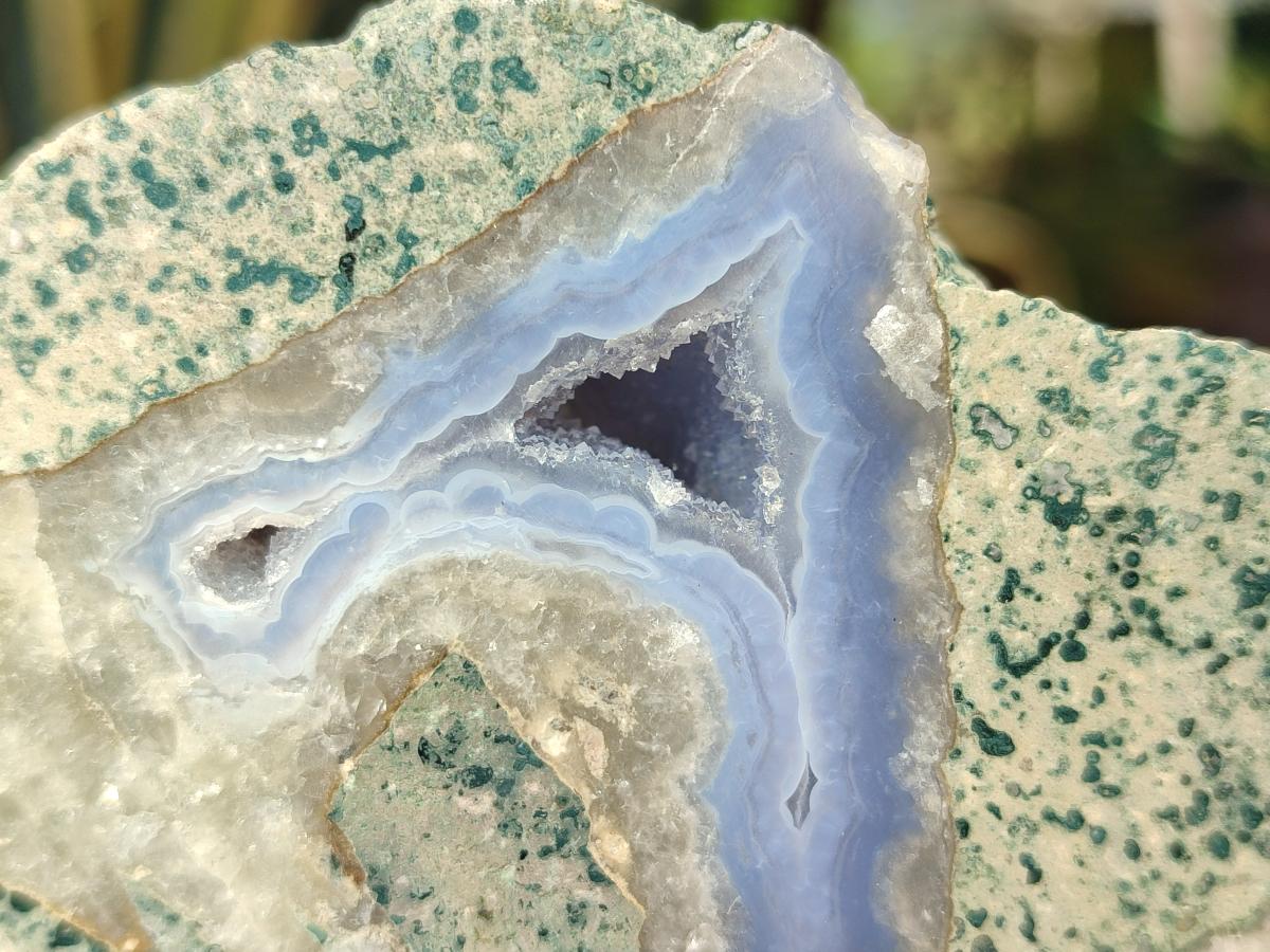 Polished On One Side Blue Lace Agate Geodes x 6 From Nsanje, Malawi - Toprock Gemstones and Minerals 