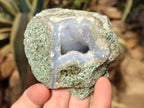 Polished On One Side Blue Lace Agate Geodes x 6 From Nsanje, Malawi - Toprock Gemstones and Minerals 