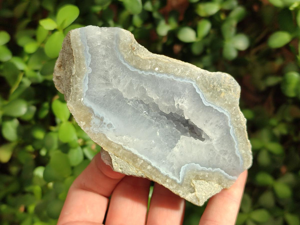 Polished On One Side Blue Lace Agate Geodes x 6 From Nsanje, Malawi - Toprock Gemstones and Minerals 