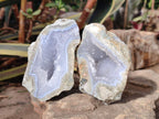 Polished On One Side Blue Lace Agate Geodes x 6 From Nsanje, Malawi - Toprock Gemstones and Minerals 