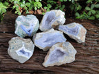 Polished On One Side Blue Lace Agate Geodes x 6 From Nsanje, Malawi - Toprock Gemstones and Minerals 