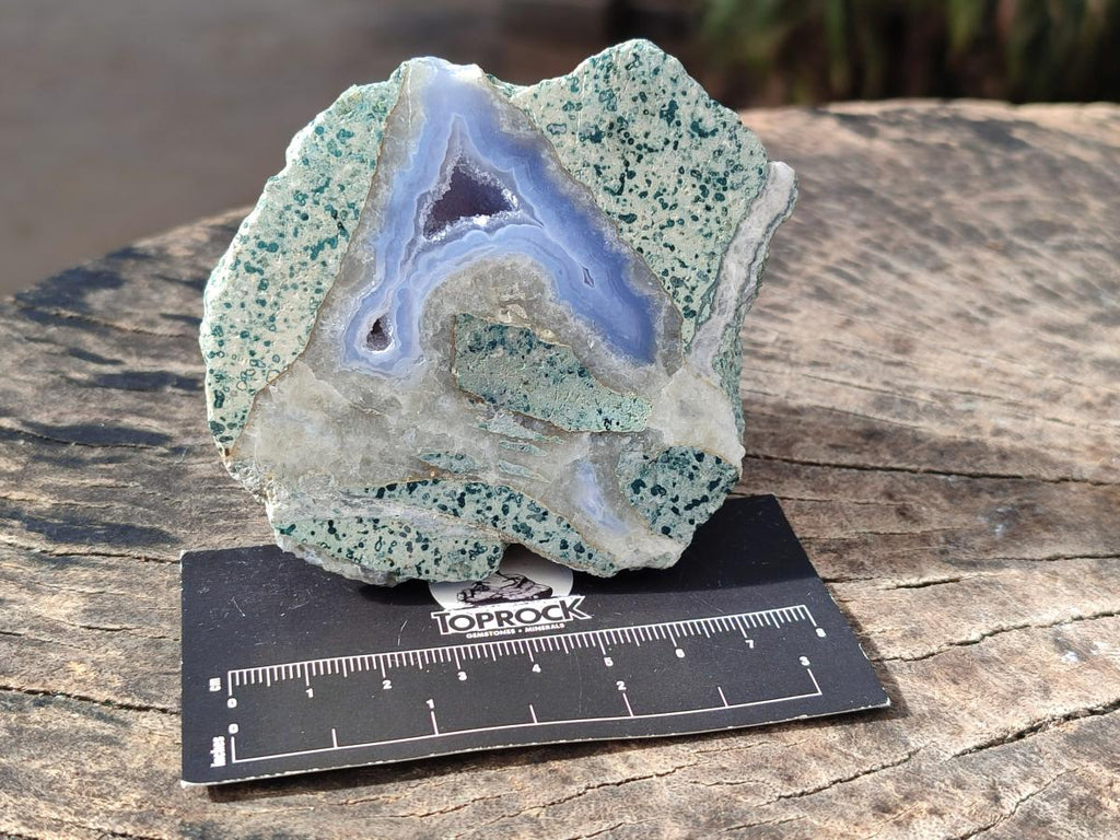 Polished On One Side Blue Lace Agate Geodes x 6 From Nsanje, Malawi - Toprock Gemstones and Minerals 