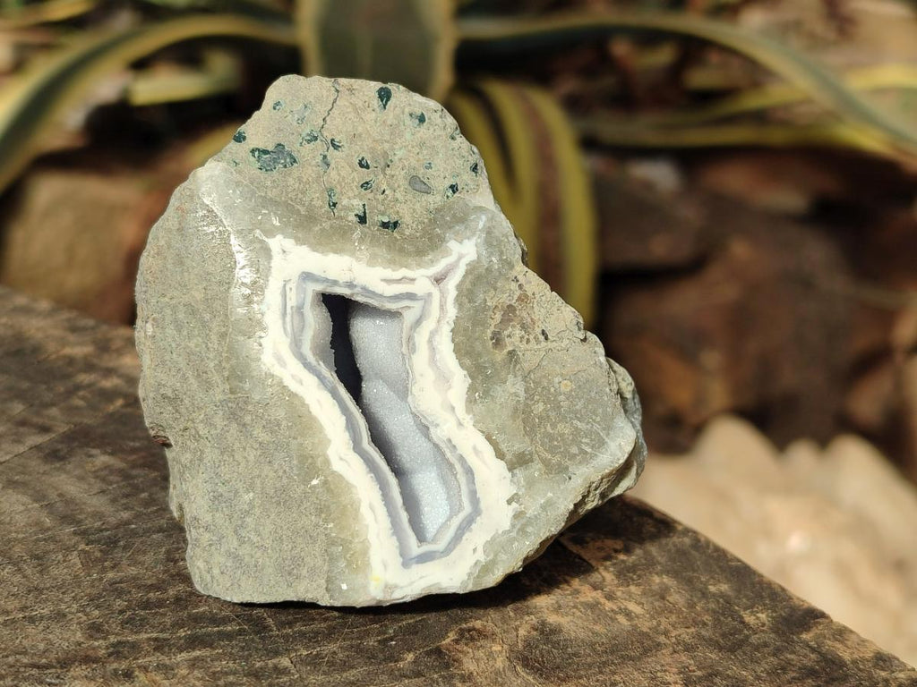Polished On One Side Blue Lace Agate Geodes x 6 From Nsanje, Malawi - Toprock Gemstones and Minerals 