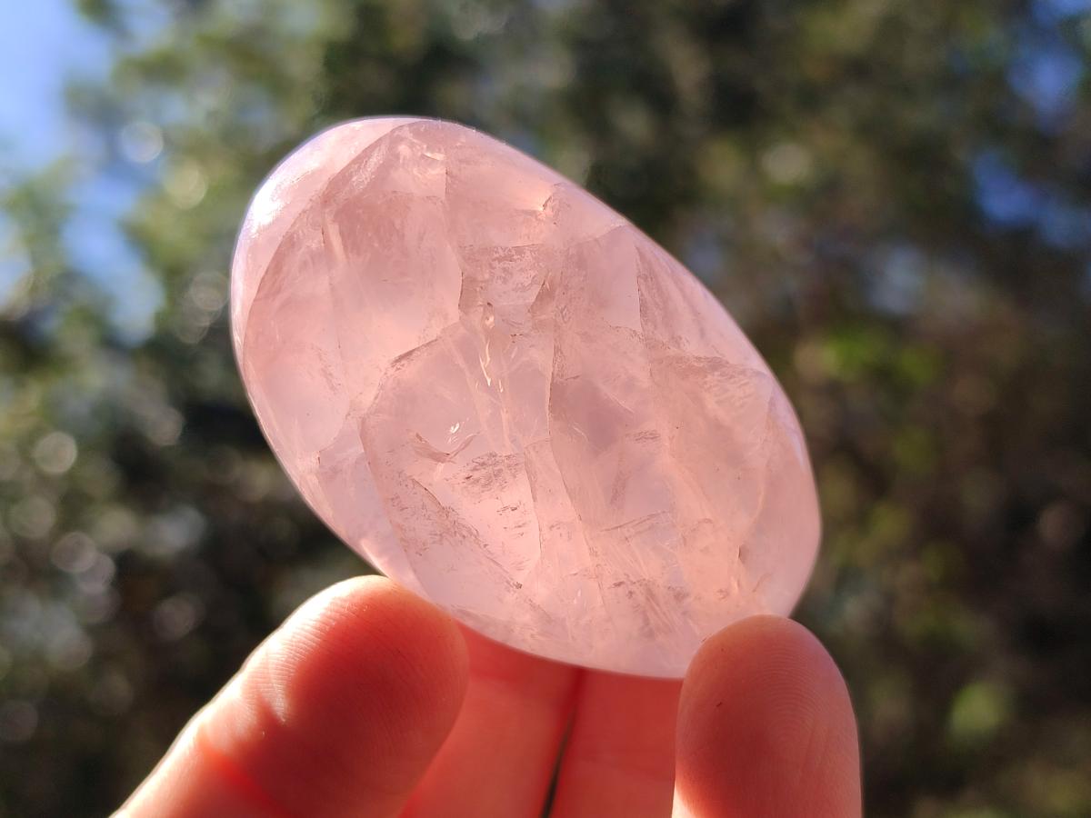 Polished Gemmy Rose Quartz Palm Stones x 20 From Madagascar - Toprock Gemstones and Minerals 