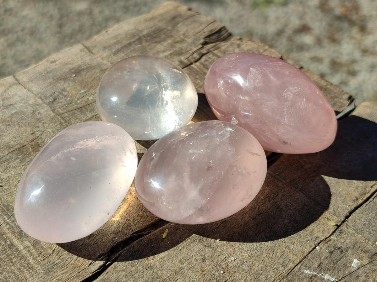 Polished Gemmy Rose Quartz Palm Stones x 20 From Madagascar - Toprock Gemstones and Minerals 