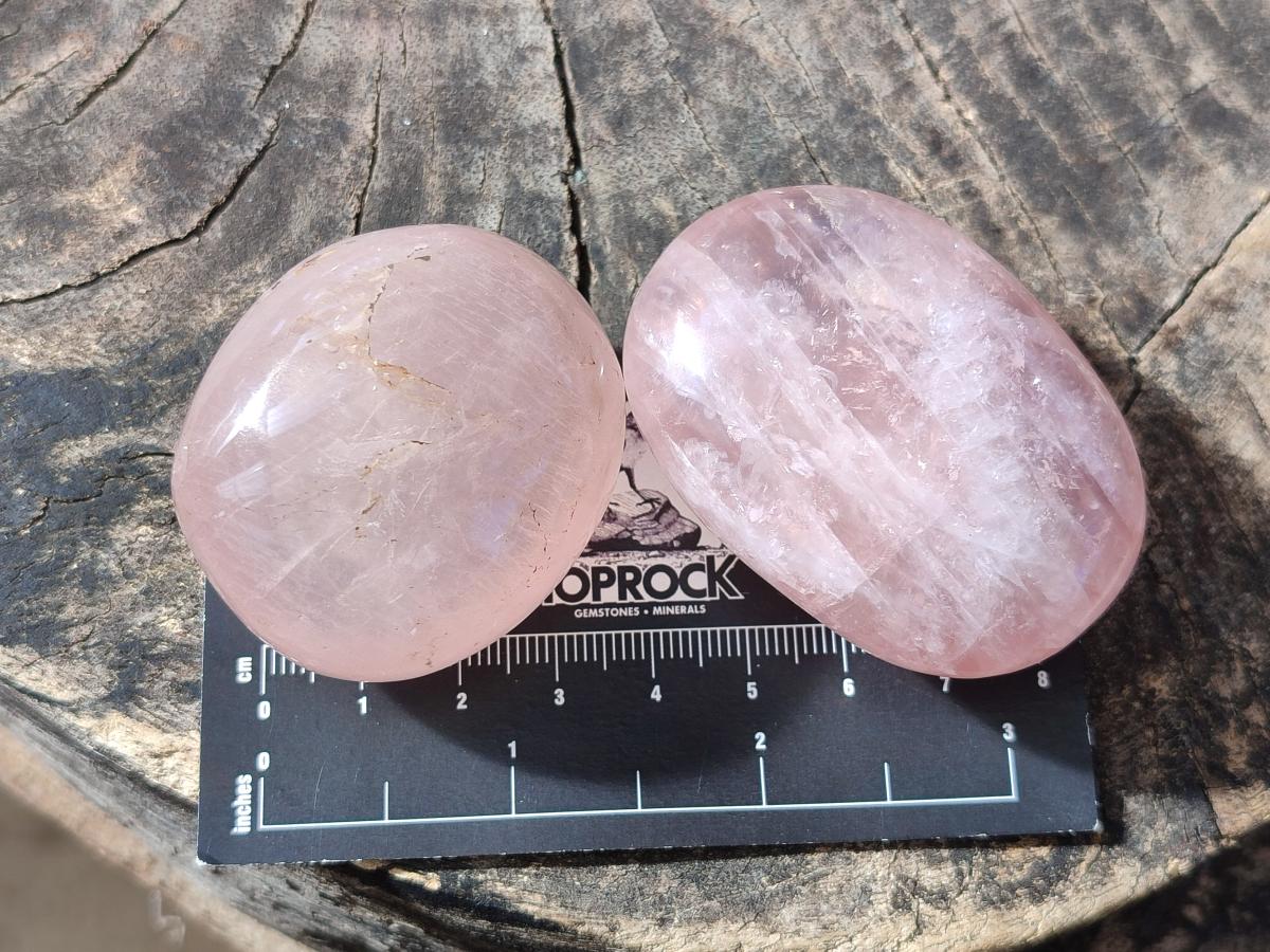 Polished Gemmy Rose Quartz Palm Stones x 20 From Madagascar - Toprock Gemstones and Minerals 