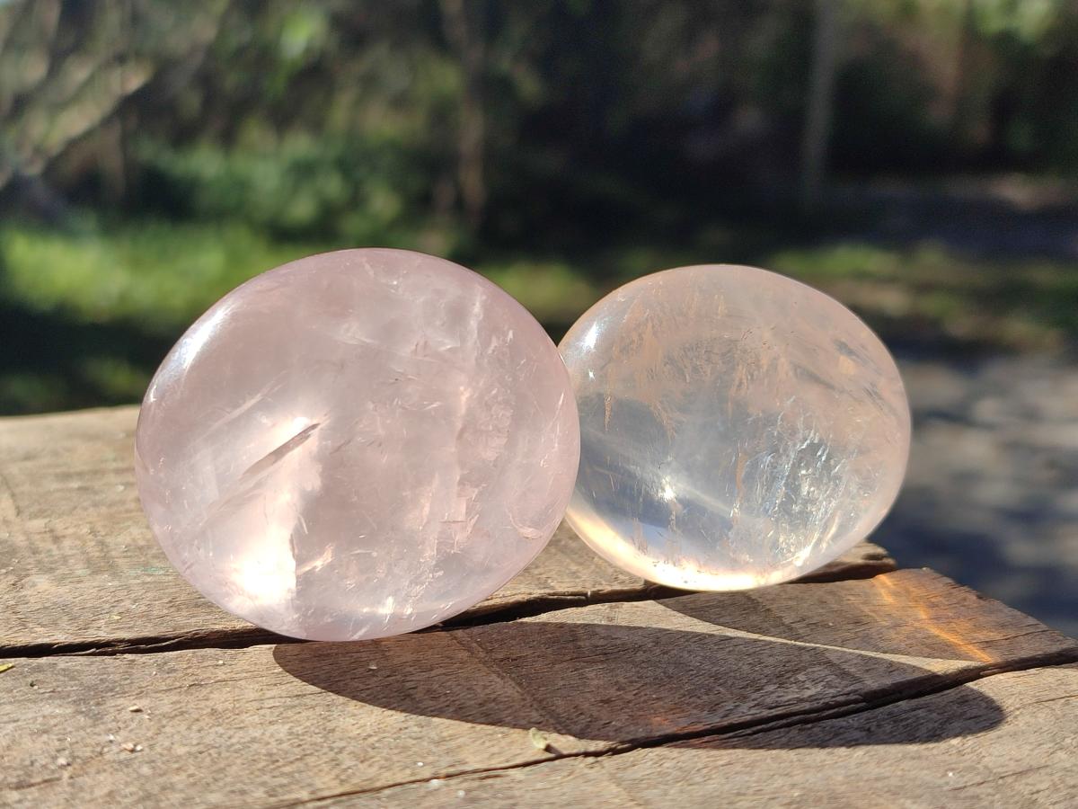 Polished Gemmy Rose Quartz Palm Stones x 20 From Madagascar - Toprock Gemstones and Minerals 