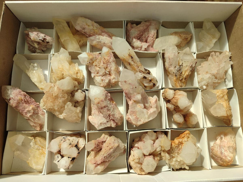 Natural Cascading Sugar Candle Quartz Clusters and Crystals x 24 From Antsirabe, Madagascar - Toprock Gemstones and Minerals 