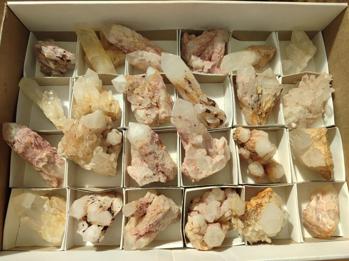 Natural Cascading Sugar Candle Quartz Clusters and Crystals x 24 From Antsirabe, Madagascar - Toprock Gemstones and Minerals 