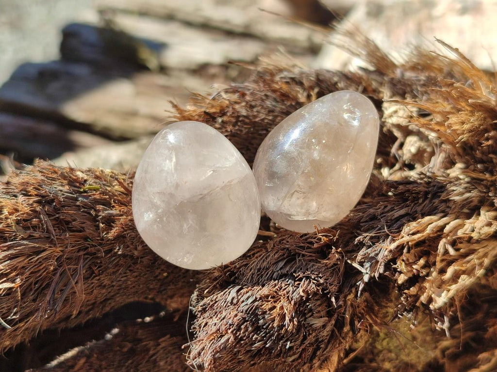 Polished Mini Smokey Window Quartz Eggs x 35 From Madagascar - Toprock Gemstones and Minerals 