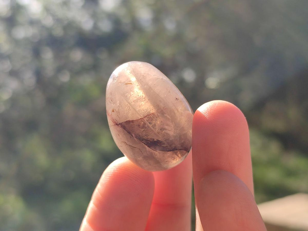 Polished Mini Smokey Window Quartz Eggs x 35 From Madagascar - Toprock Gemstones and Minerals 