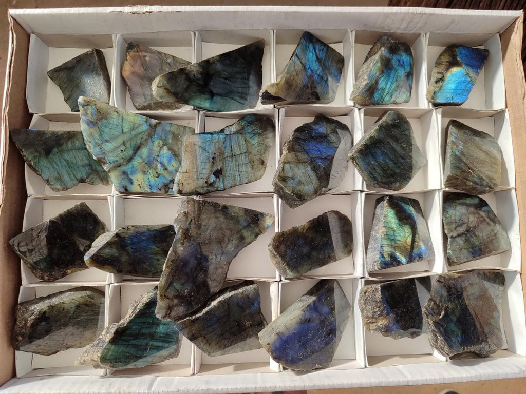 Polished Labradorite Slices x 24 From Madagascar - Toprock Gemstones and Minerals 