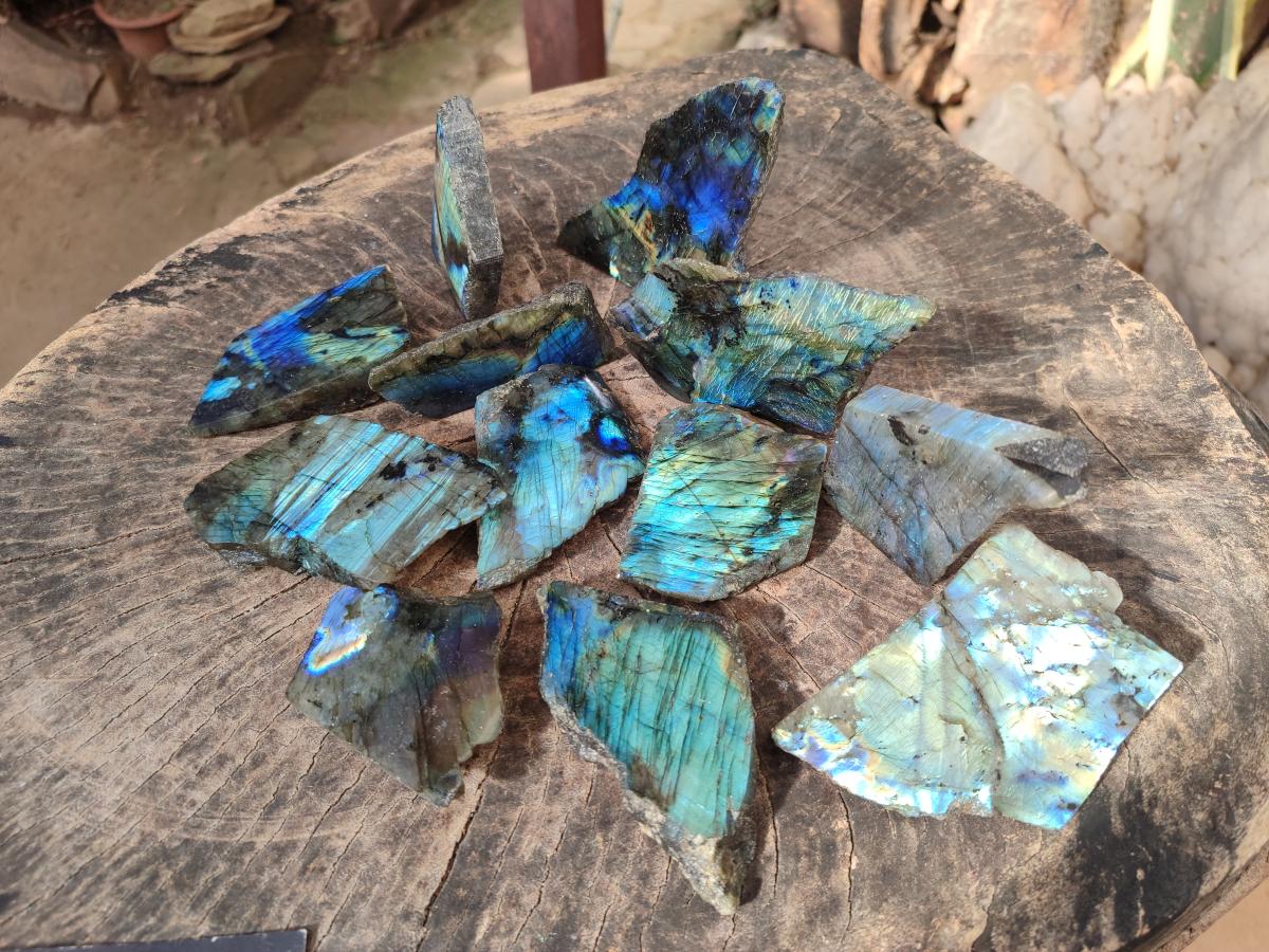 Polished Labradorite Slices x 24 From Madagascar - Toprock Gemstones and Minerals 