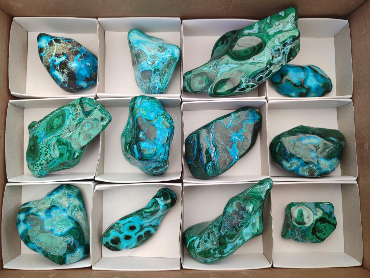 Polished Malacolla Free Forms x 12 From Kulukuluku, Congo - Toprock Gemstones and Minerals 
