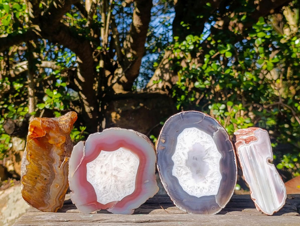 Polished Large One Side Red Shashe River Agate Nodules x 4 From Shashe River, Zimbabwe - Toprock Gemstones and Minerals 