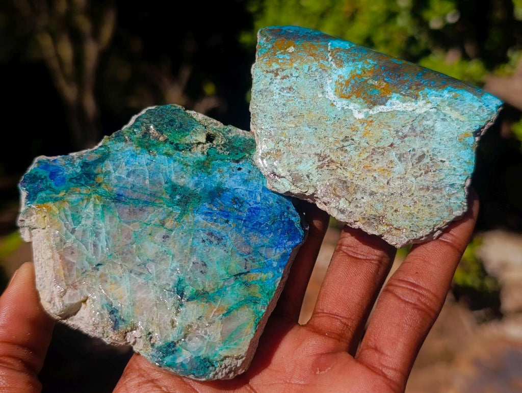 Polished Shattuckite Slices x 12 From Kaokoveld, Namibia - Toprock Gemstones and Minerals 
