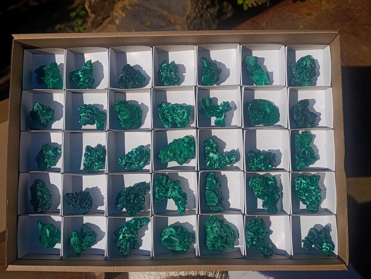 Natural Small Silky Malachite Specimens x 35 From Kasompe, Congo - Toprock Gemstones and Minerals 